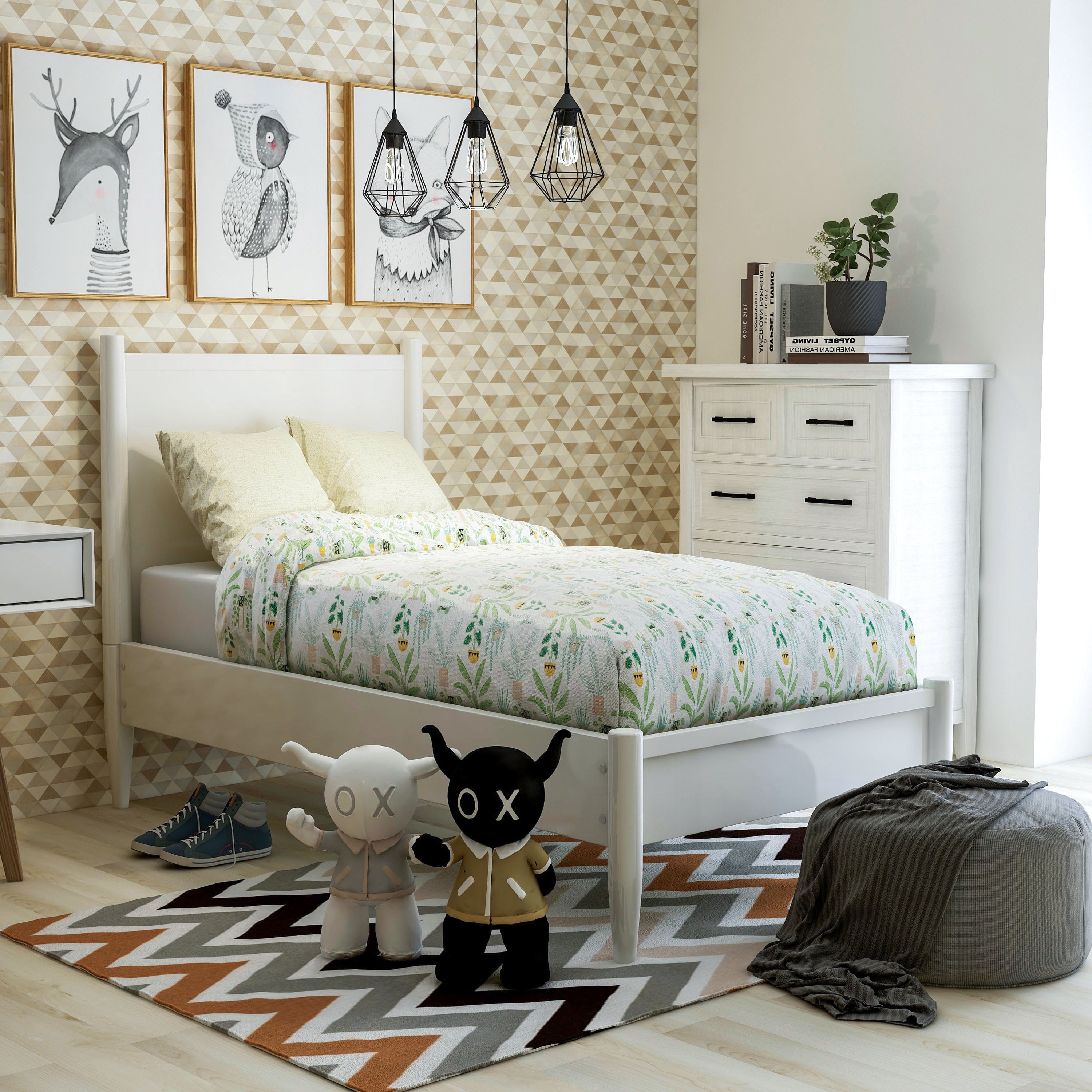 Furniture of America Mattress Ready Solid Wood White Full Kids Bed