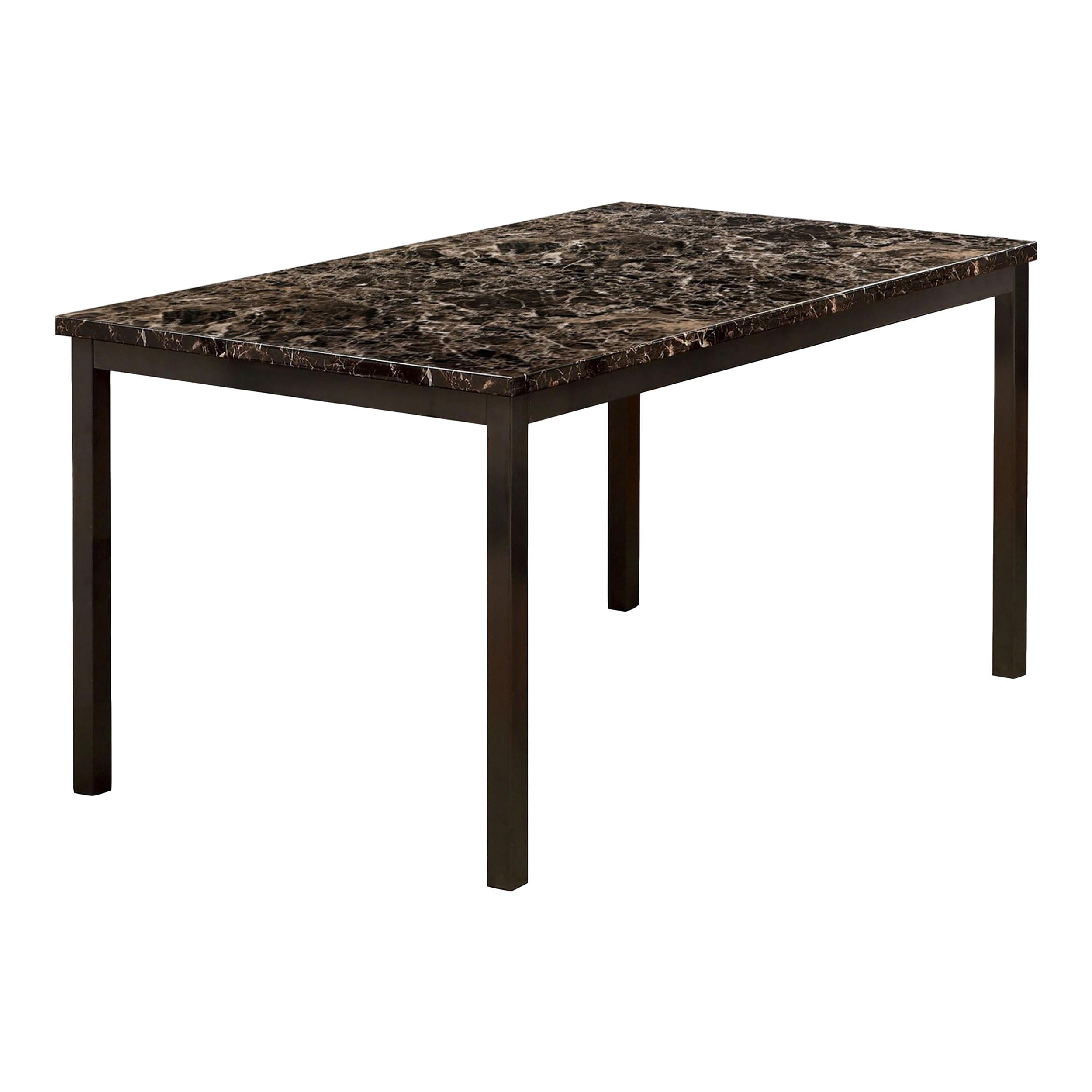 48-Inch Black Faux Marble Top Dining Table with Metal Frame