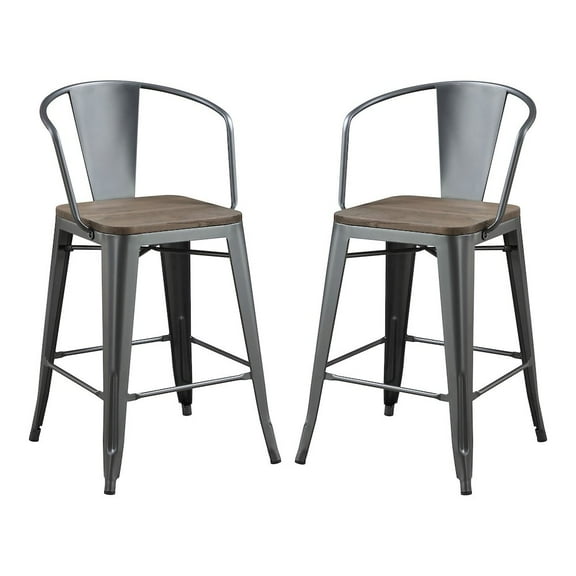 Furniture of America Mayfield Metal Counter Stool in Dark Bronze (Set of 2)