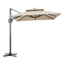 Furniture of America Maynard Polyester 8' Double Top Square Umbrella in Beige