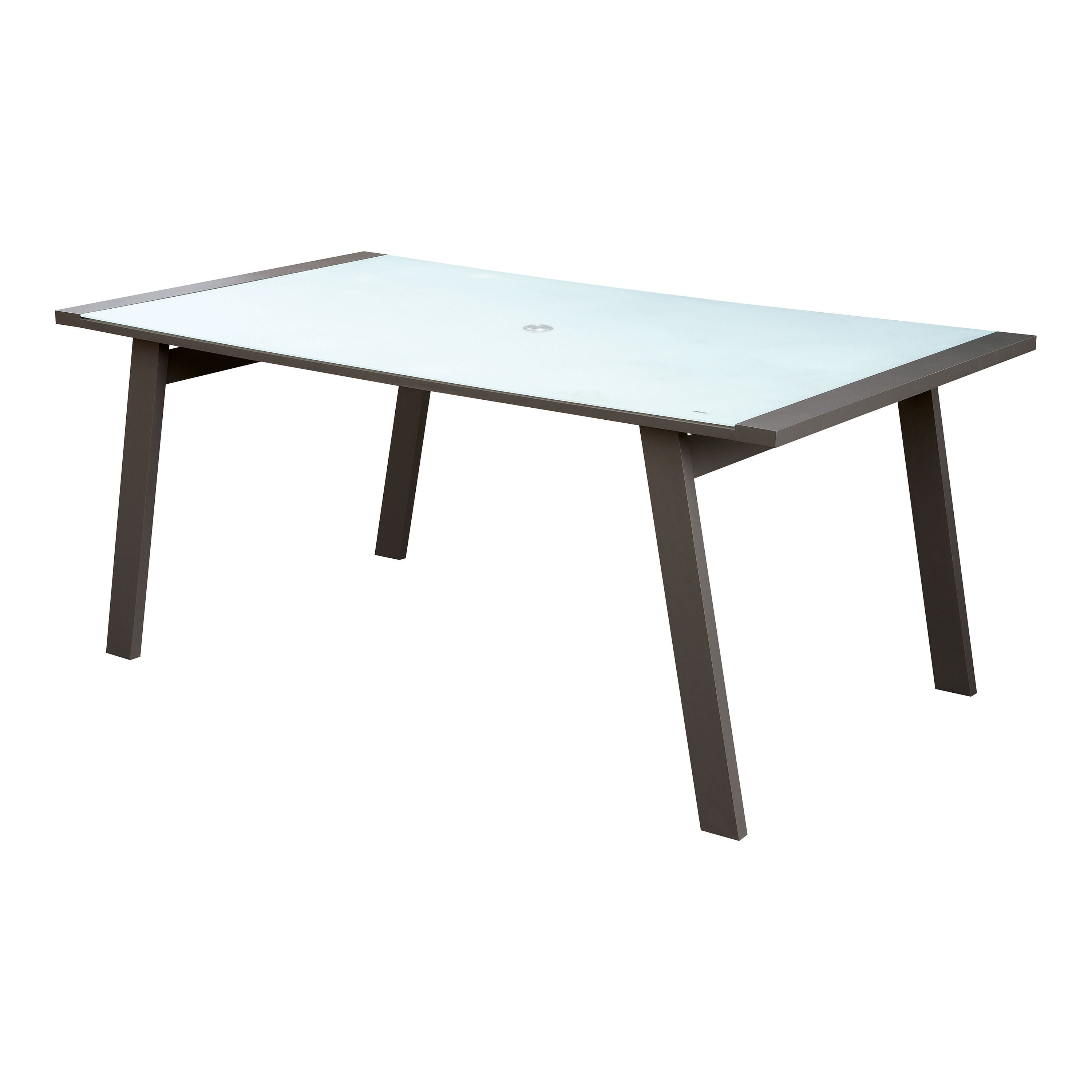 Furniture of America Meiko Glass Top Patio Table, White and Gray