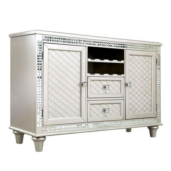 Furniture of America Melaj Wood Multi-Storage Dining Server in Champagne Gold