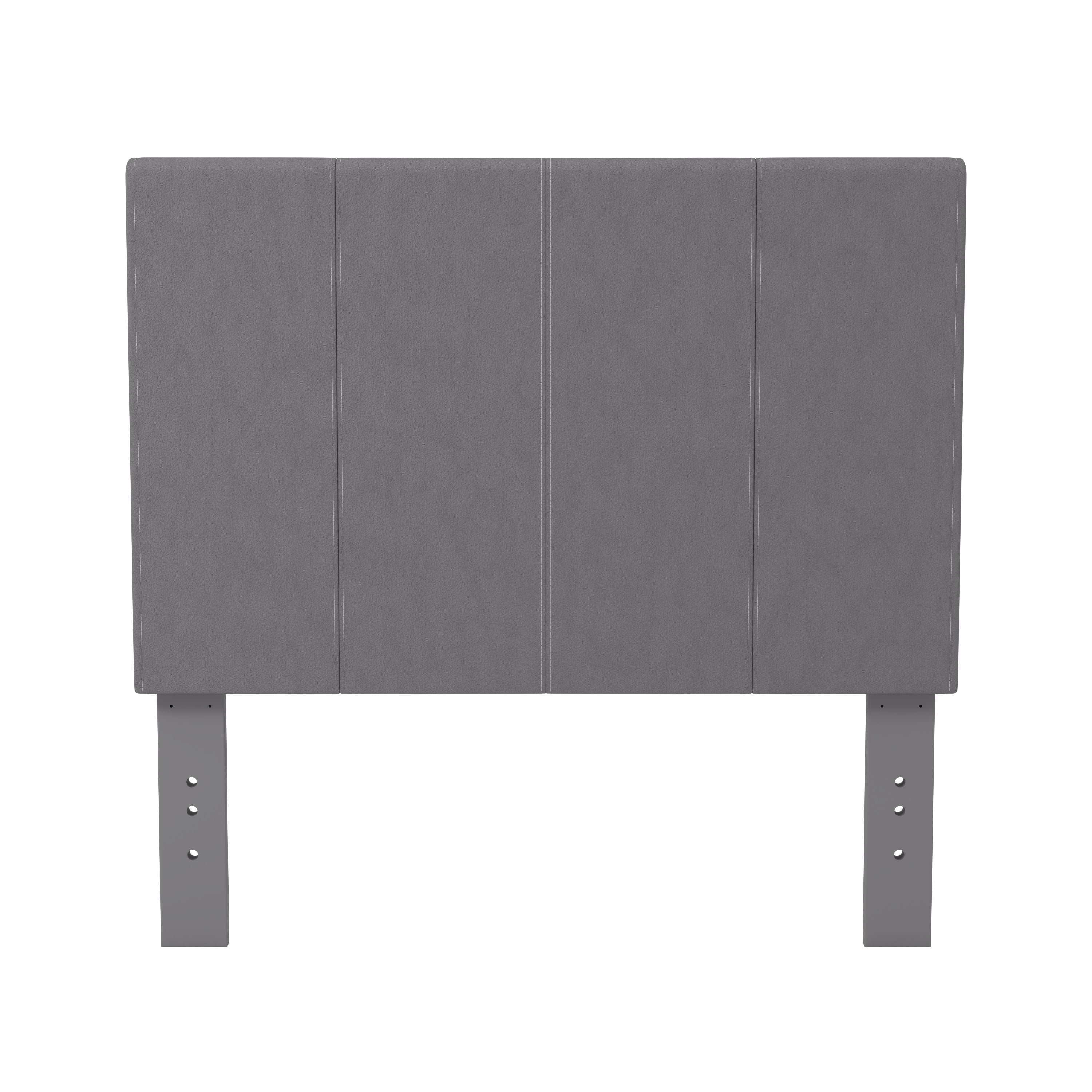 Furniture Of America Sonata Adjustable Headboard - Twin Size, Gray Upholstered With Nailhead Trim, 43-49 Inch Height