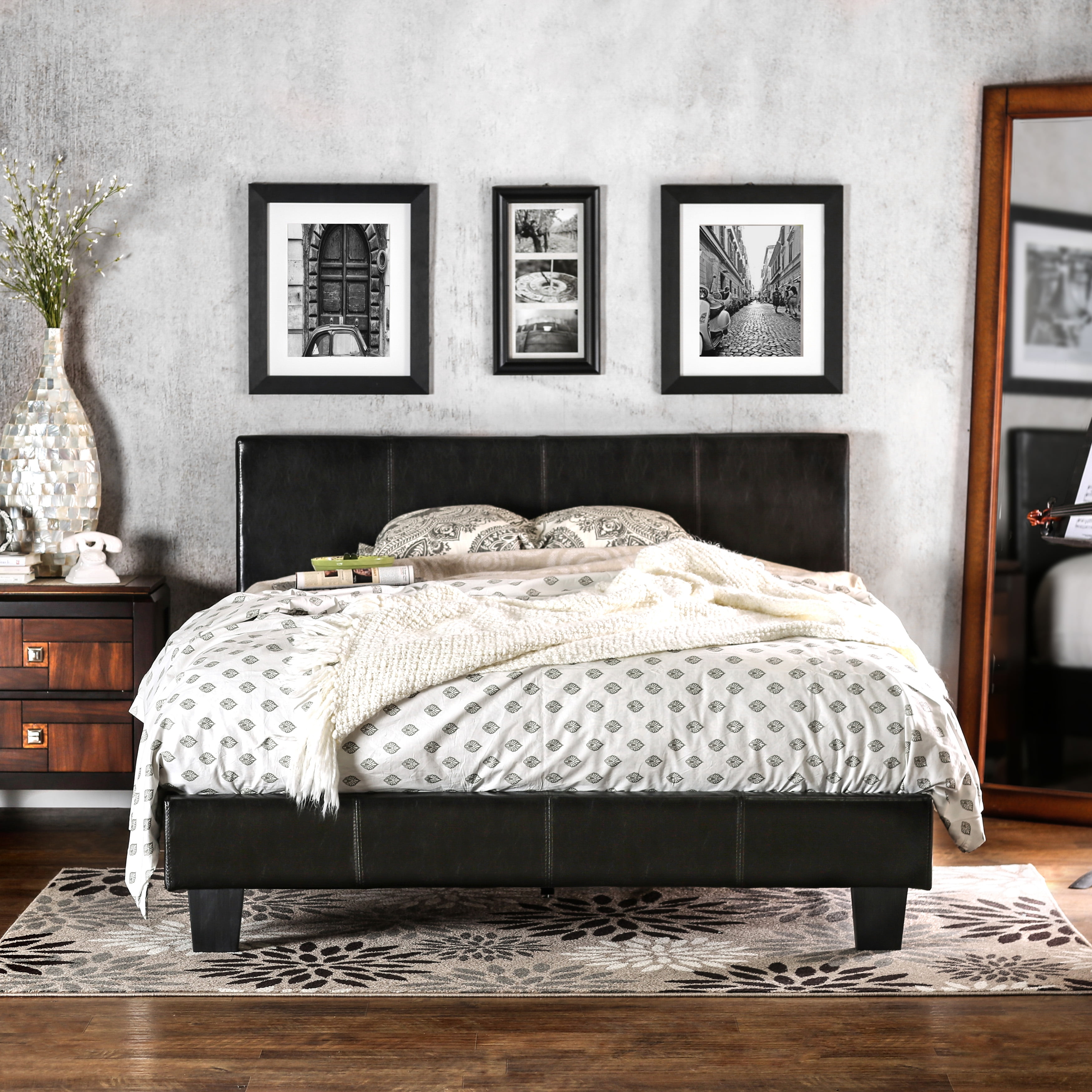 Furniture of America Mellie Faux Leather Bed, California King, Espresso