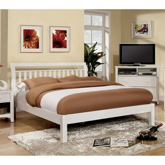 Furniture of America Mellie Modern Padded Leatherette Twin Platform Bed, Gray