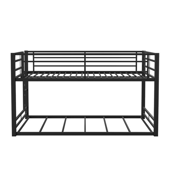 Furniture of America Melm Metal Bunk Bed Low Profile, Full-over-Full, Black