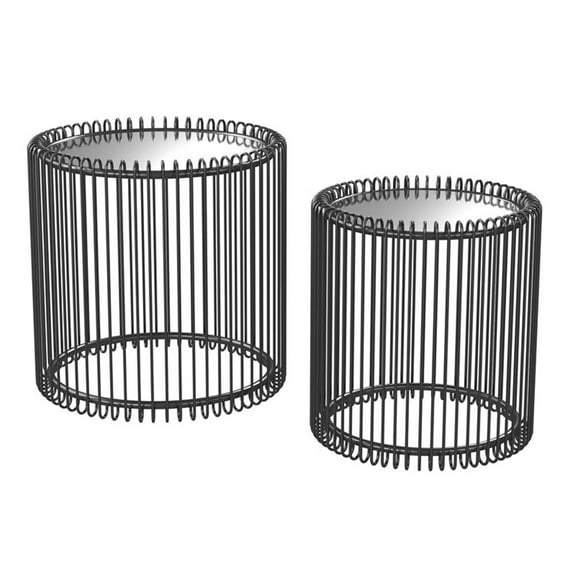 Furniture of America Mendel Contemporary Metal 2-Piece Nesting Table in Black