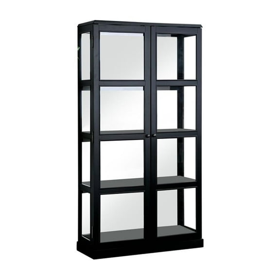 Furniture of America Mendes Transitional Wood 4-Shelf Curio Cabinet in Black