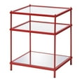 thumbnail image 1 of Furniture of America Mendry Glass Top 2-Shelf Side Table in Red, 1 of 5