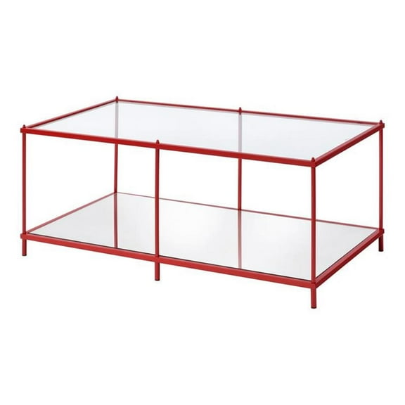 Furniture of America Mendry Metal 1-Shelf Coffee Table in Red