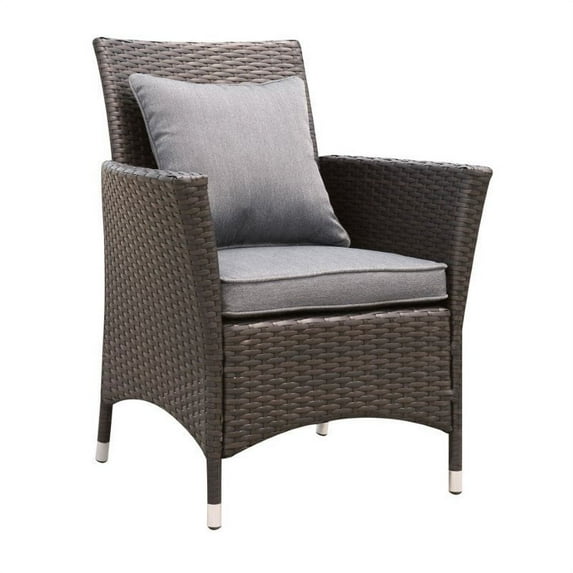 Furniture of America Merissa Rattan Patio Wicker Arm Chair in Gray (Set of 2)