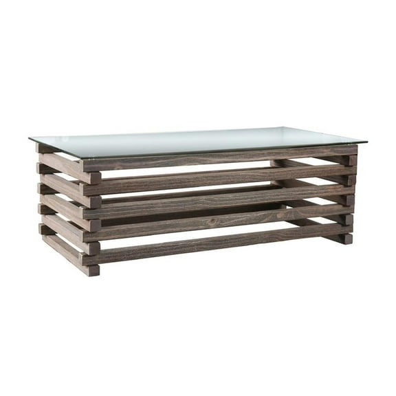 Furniture of America Merridin Transitional Solid Wood Coffee Table in Gray