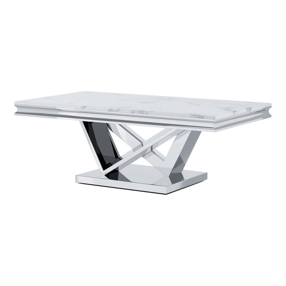 Furniture of America Mersa Glam Metal Pedestal Coffee Table in Chrome