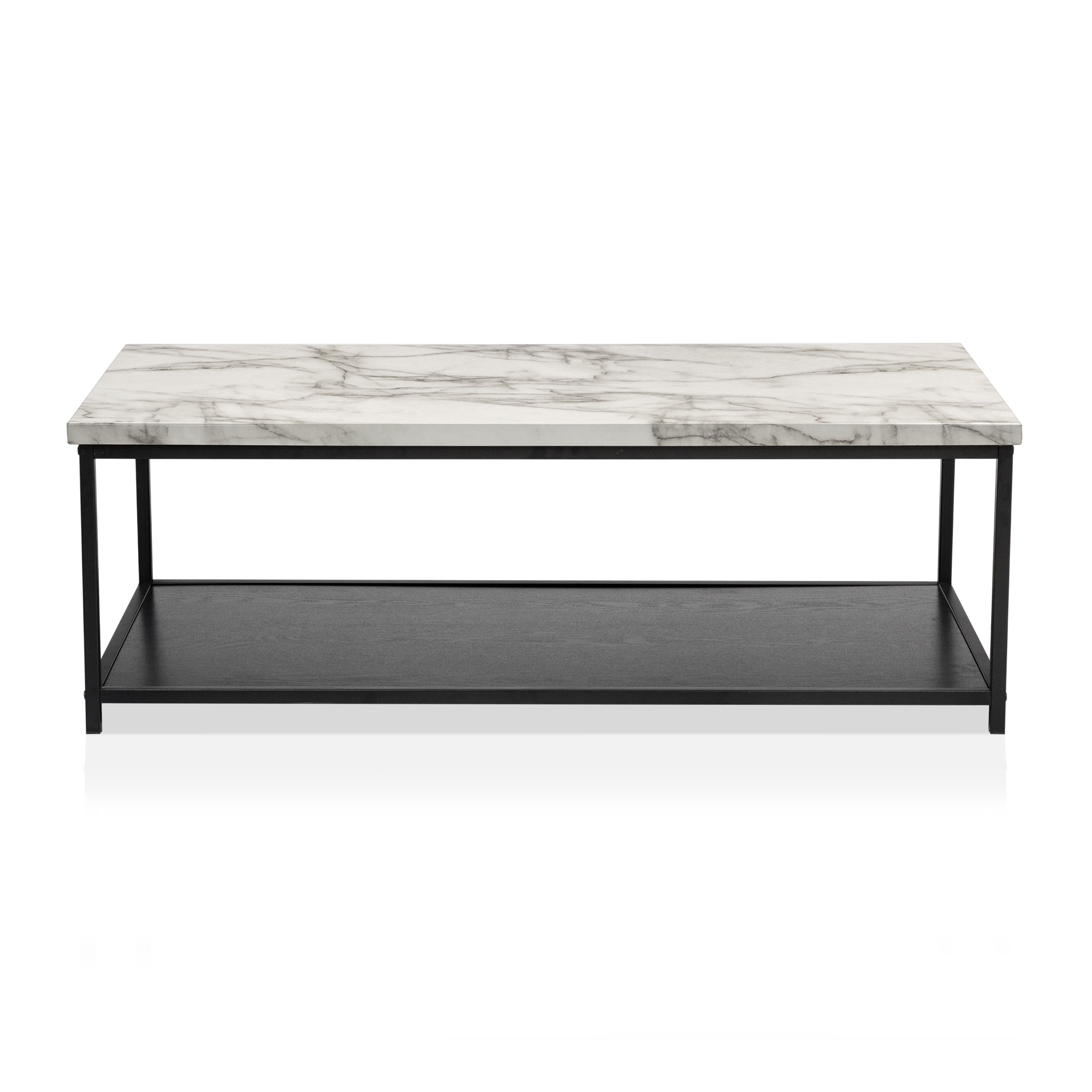 Furniture of America Mesto Contemporary Marble Coffee Table, White/Black