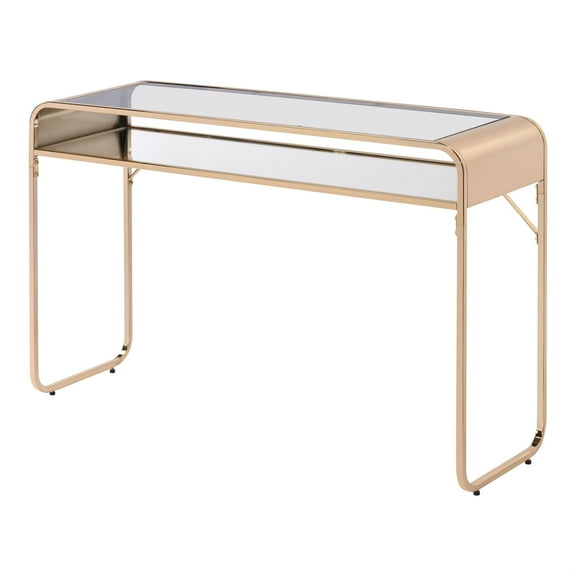 Furniture of America Mexller Contemporary Glass Top Console Table in Gold