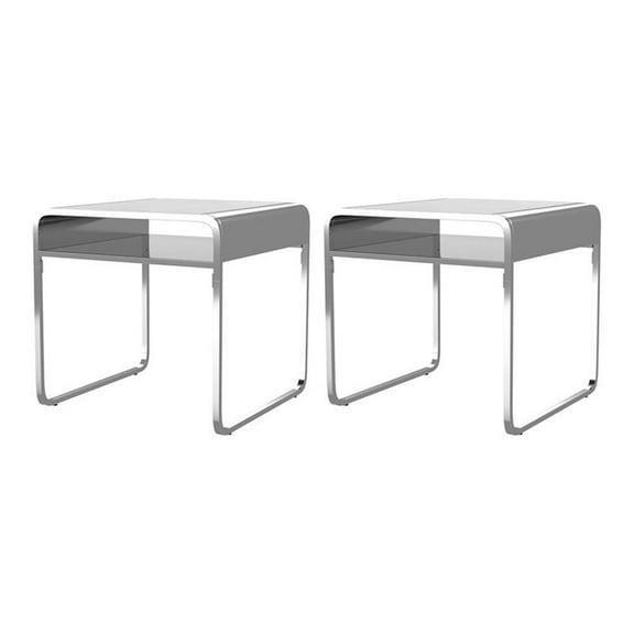 Furniture of America Mexller Metal 1-Shelf End Table in Silver (Set of 2)