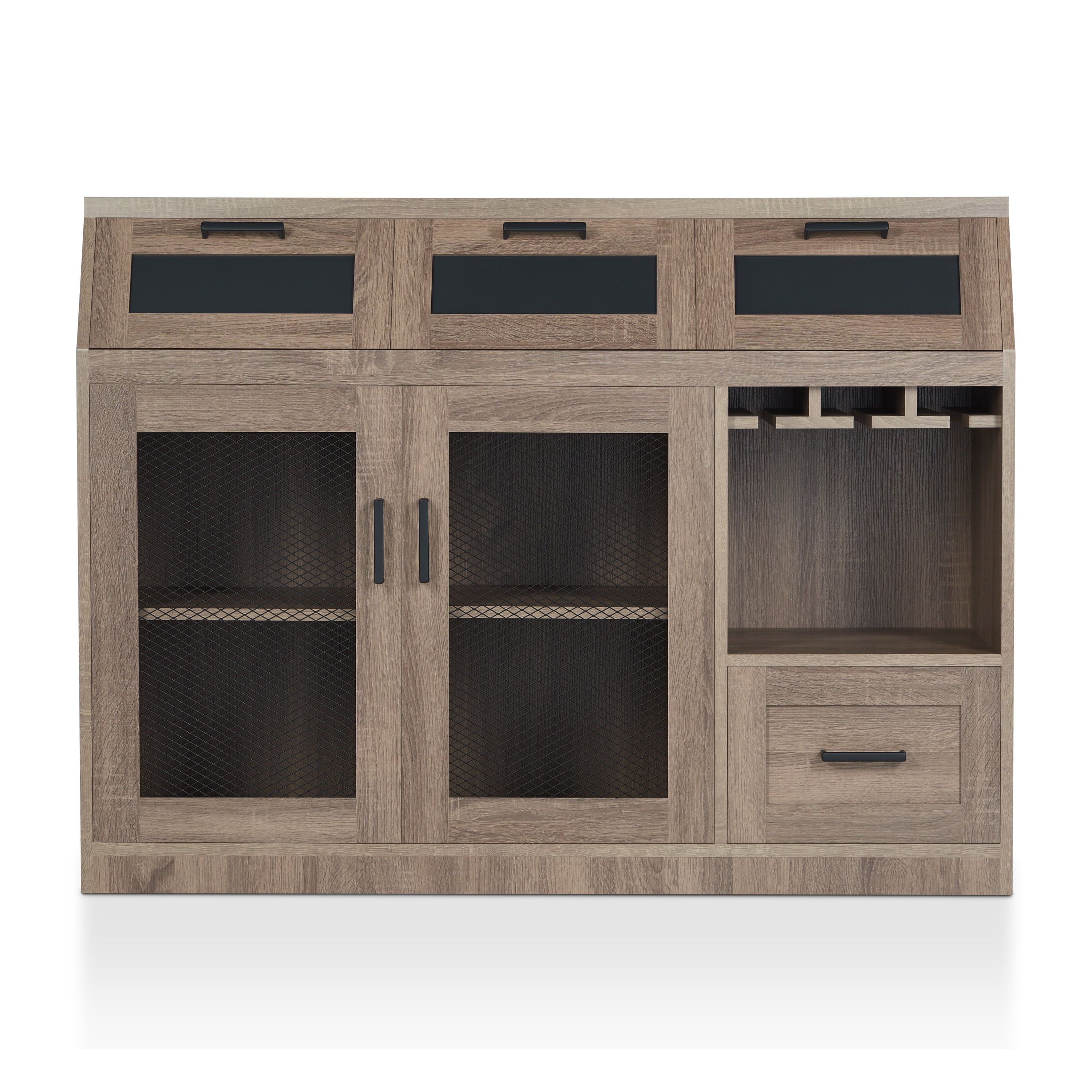 Furniture of America Michigan Multi-Storage Dining Buffet, Chestnut Brown
