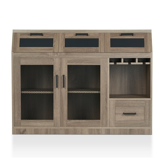 Furniture of America Michigan Multi-Storage Dining Buffet, Chestnut Brown