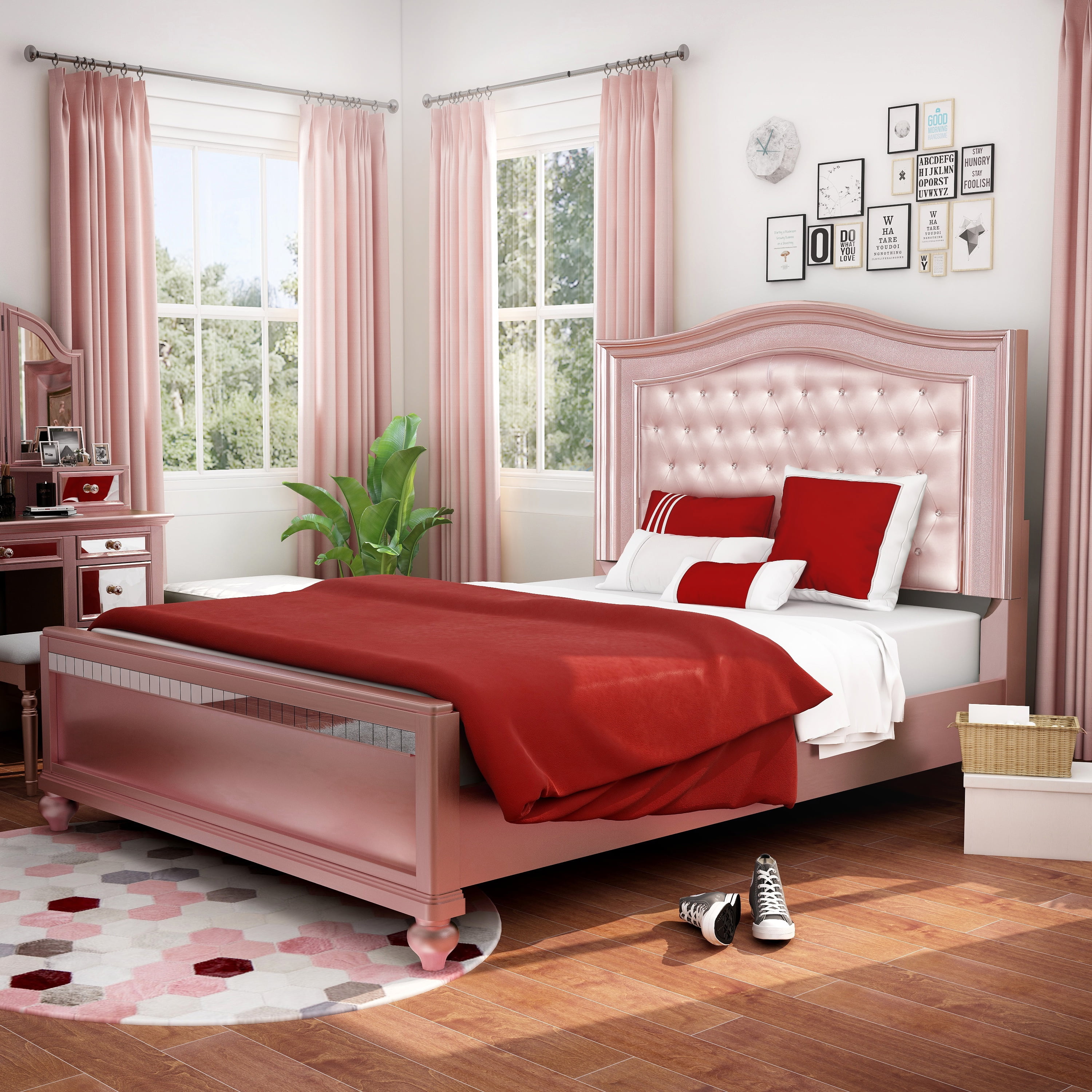 Rose gold bed frame full discount