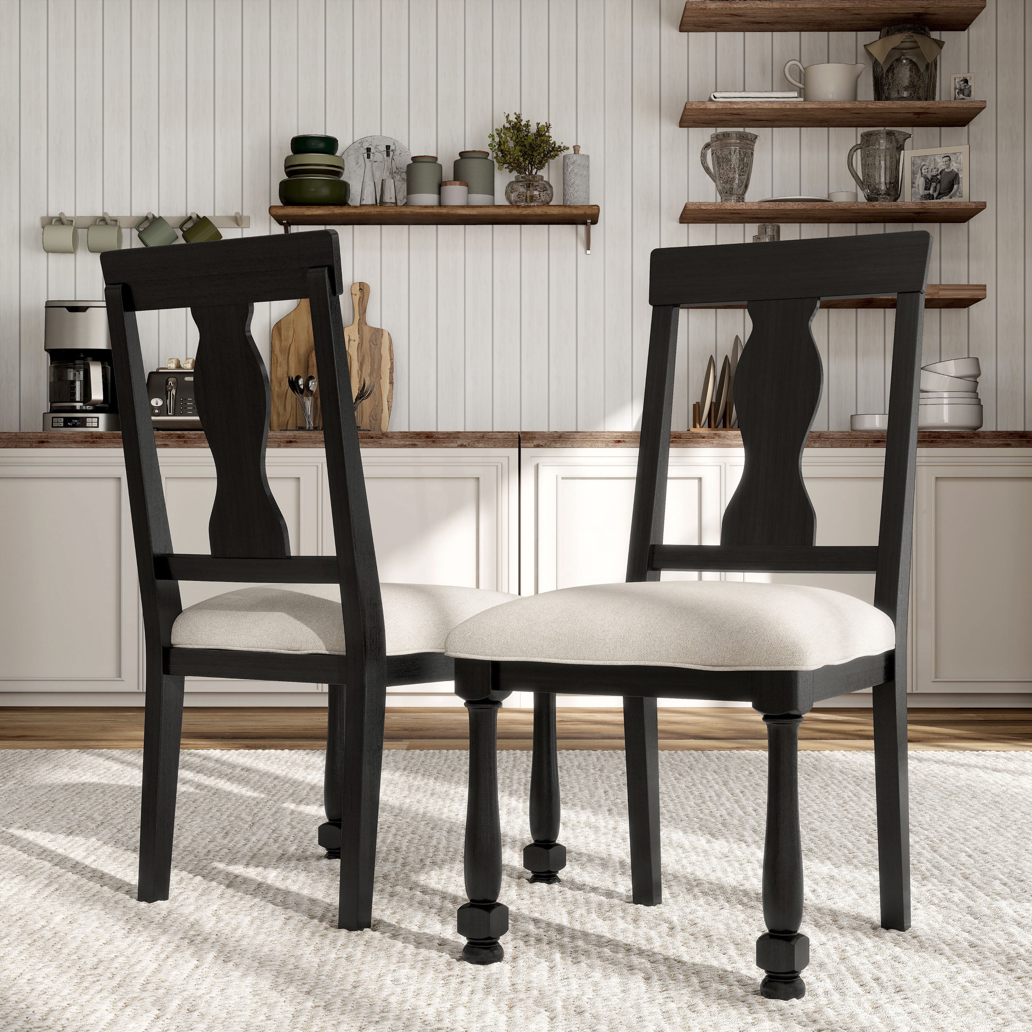 Furniture of America Millers Modern Solid Wood Indoor Side Chairs, Black (Set of 2)