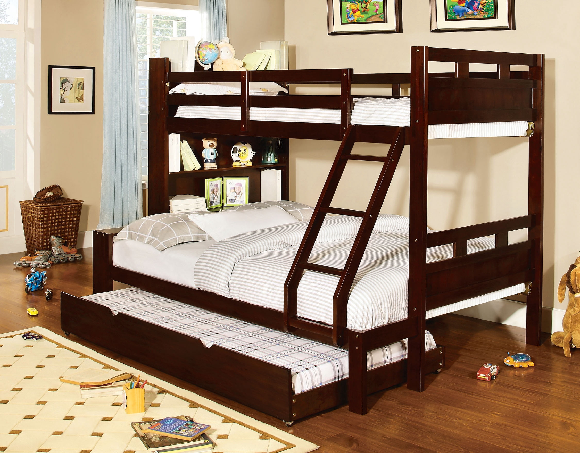 Furniture of America Milo Wood Bunk Bed, Twin/Twin, Dark Walnut
