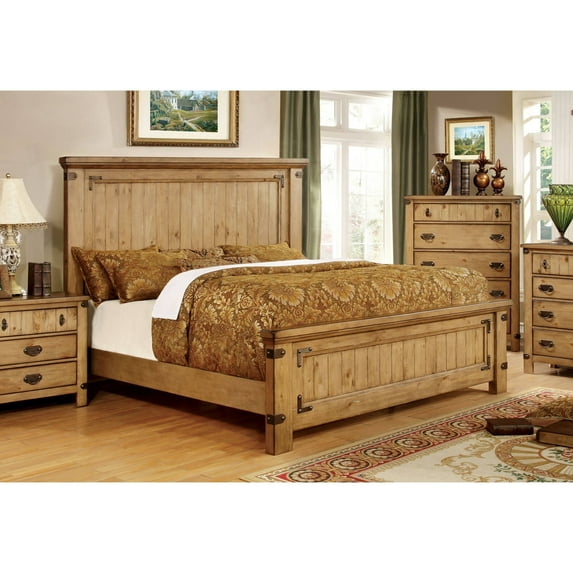 Furniture of America Moira II Panel Bed, Eastern King, Weathered Elm