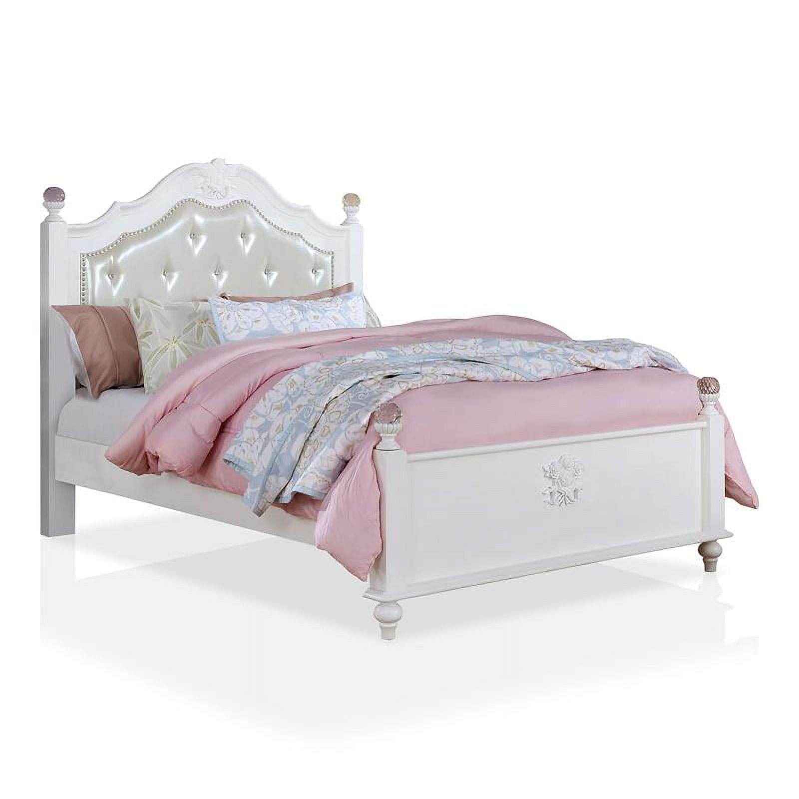 Furniture of America Mondu Traditional Wood Tufted Twin Kids Bed in ...