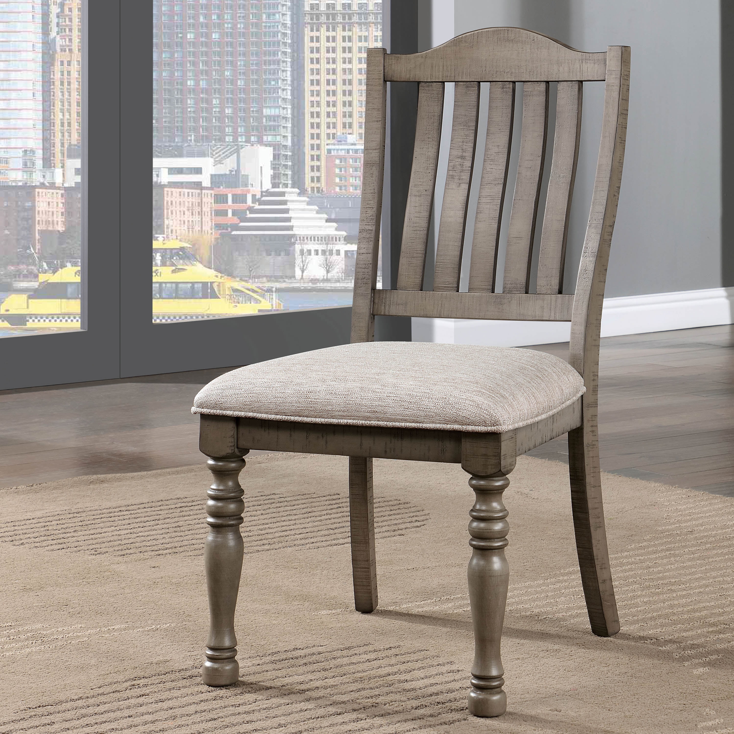 Furniture of America Monte Indoor Transitional Wood Side Chairs, Antique Gray (Set of 2)