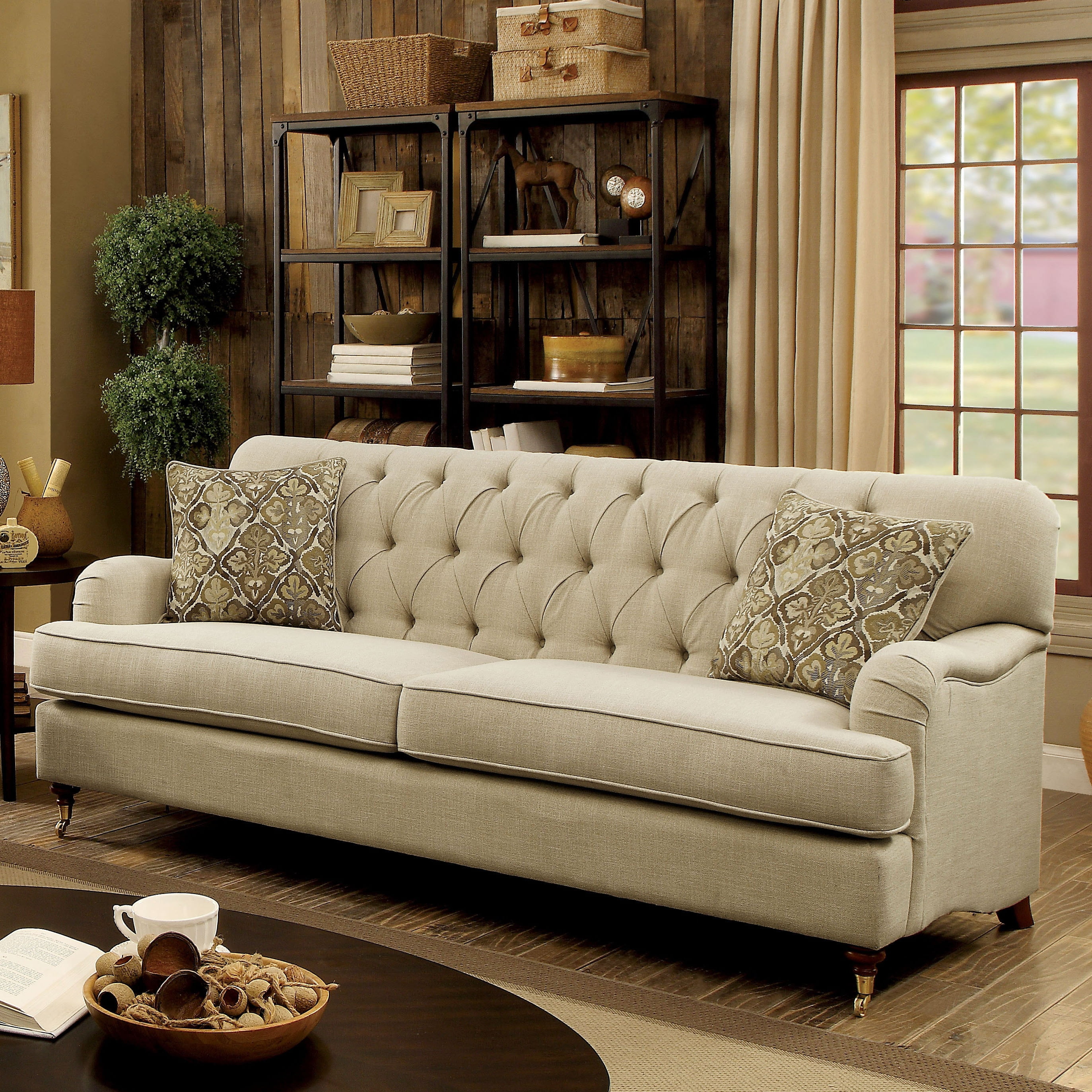 Beige 2024 tufted sofa