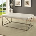 thumbnail image 1 of Furniture of America Motto Faux Leather Tufted Bench, White, 1 of 5
