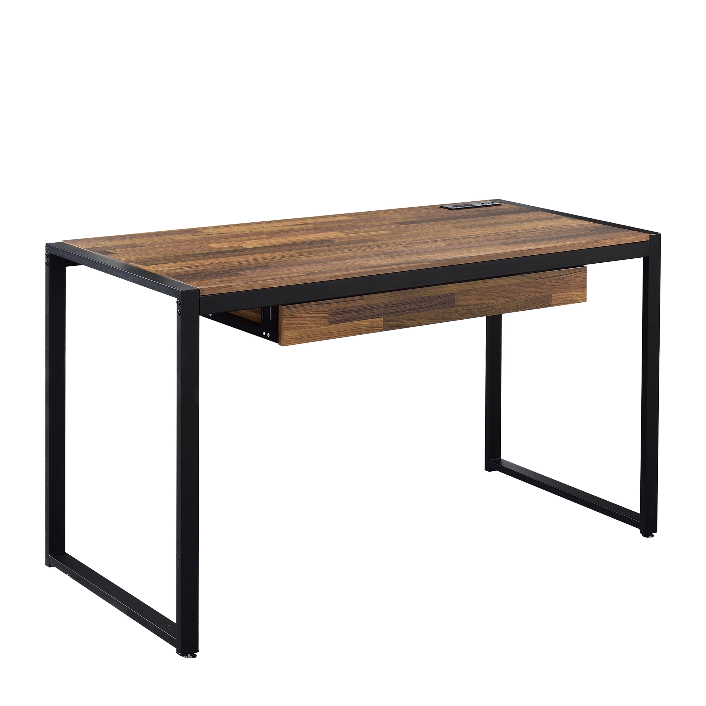 Furniture of America Mylyn Transitional 50.38 in Steel Portable Writing Desk, Sand Black/Natural