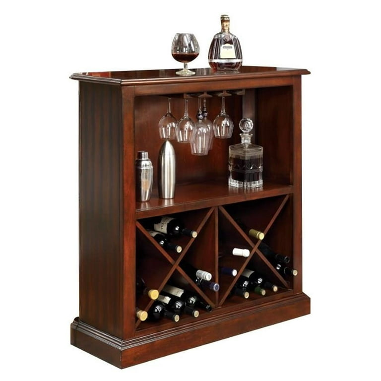 Furniture of America Myron Wood Multi-Storage Wine Rack in Dark