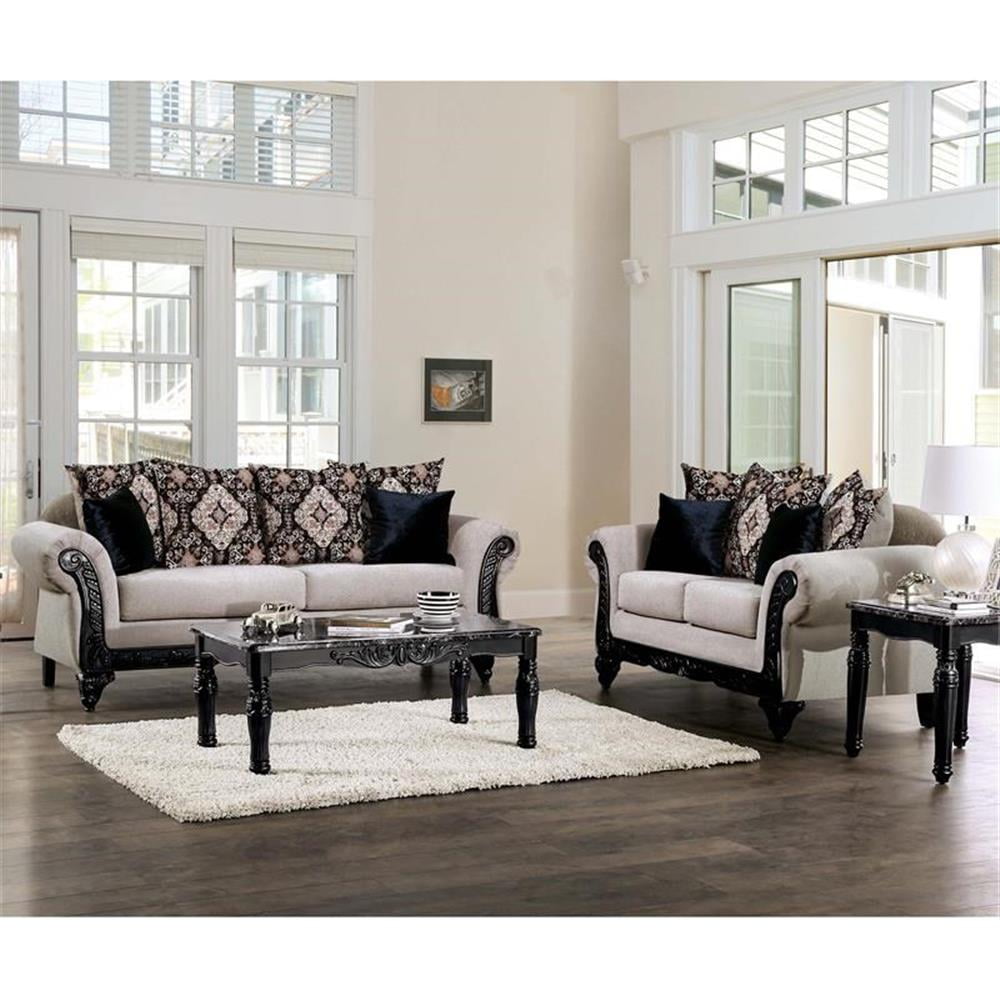 Furniture of America Nantz Traditional Chenille 2-Piece Sofa Set