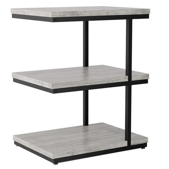 Furniture of America Neeva Industrial Metal 3-Shelf Side Table in Light Gray