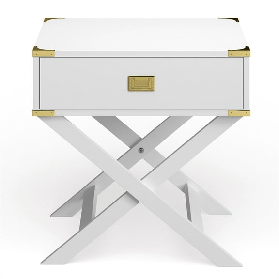 Furniture of America Nenol Contemporary Wood X-Shape Legs End Table in White