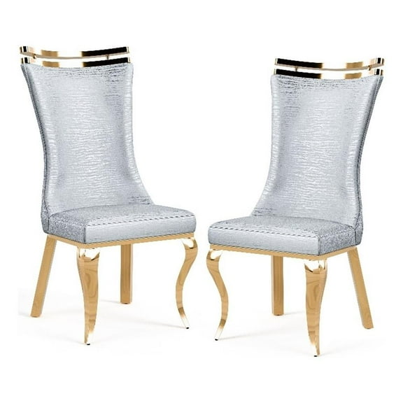 Furniture of America Netale Faux Leather Side Chairs in Gray (Set of 2)