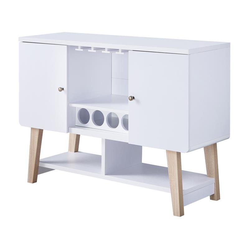 Modern 47" White & Brown Wood Buffet with Wine Storage