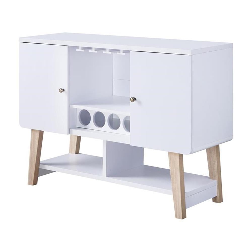 Modern 47" White & Brown Wood Buffet with Wine Storage