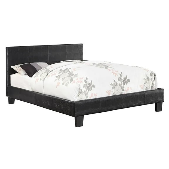 Furniture of America Nicole Faux Leather Queen Platform Bed in Black