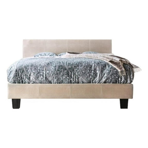 Furniture of America Nicole Faux Leather Queen Platform Bed in Pearl White