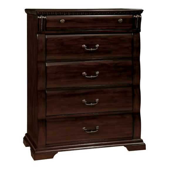 Furniture of America Nielene Transitional 5-Drawer Chest, Cherry