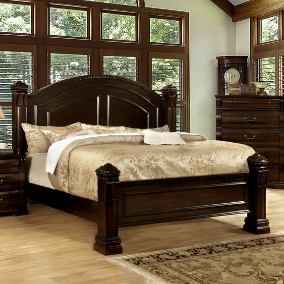 Furniture of America Nielene Wood Panel Bed, California King, Cherry