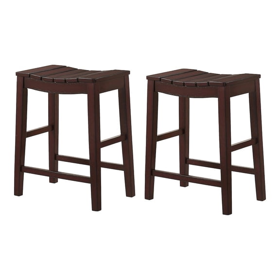 Furniture of America Niem Wood Counter Height Stools in Red (Set of 2)