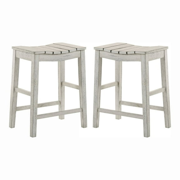 Furniture of America Niem Wood Counter Height Stools in White (Set of 2)