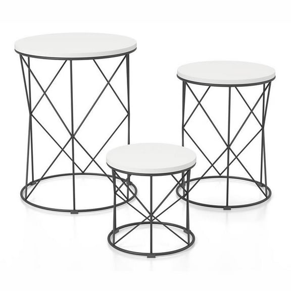 Furniture of America Nikova Contemporary Wood 3-Piece Nesting Tables in White