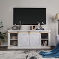 thumbnail image 1 of Furniture of America Nimmer Sliding Door with 6-Shelf Wood Antique White TV Stand, 1 of 7