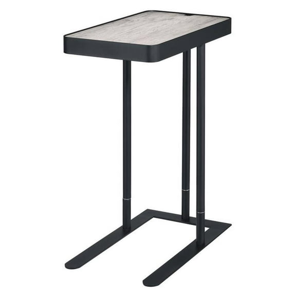 Furniture of America Nince Industrial Metal Adjustable Side Table in Gray