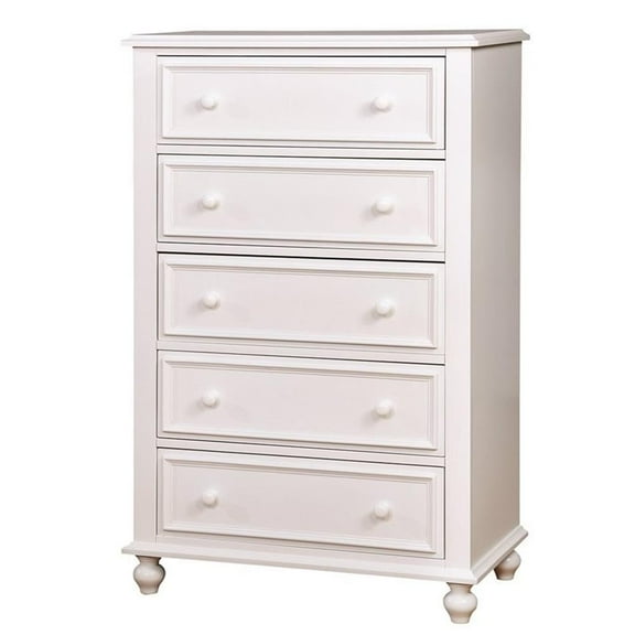 Furniture of America Noell Solid Wood 5-Drawer Chest in White