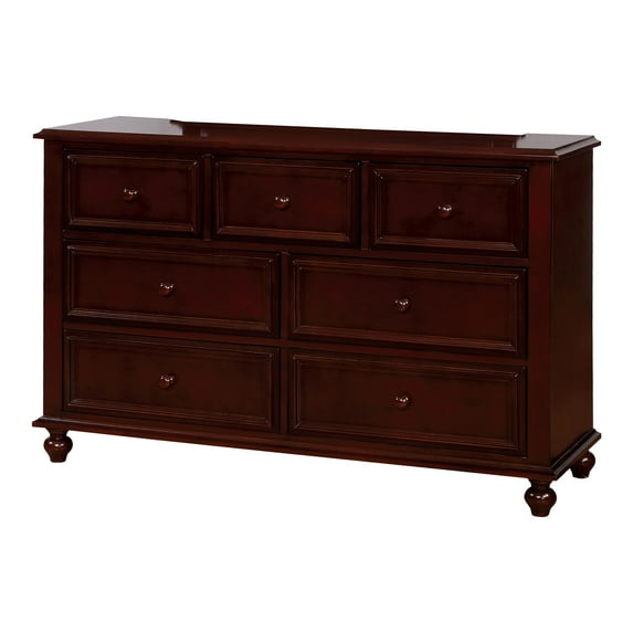 Furniture of America Noell Solid Wood 7-Drawer Dresser in Dark Walnut
