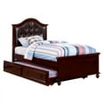 thumbnail image 1 of Furniture of America Noell Twin Bed with Faux Leather Headboard in Dark Walnut, 1 of 3